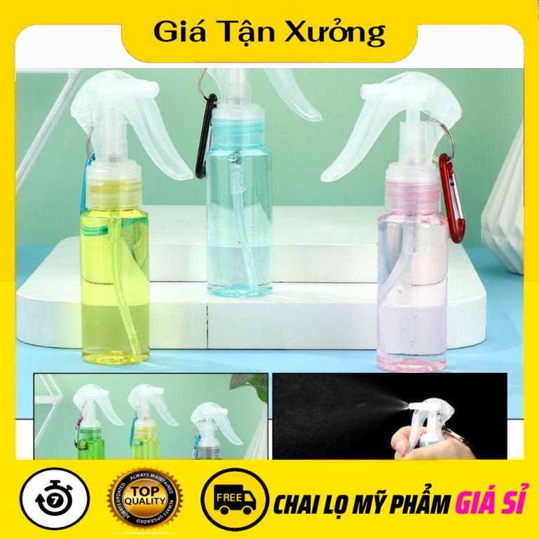 Chai Xịt Phun Sương ✿ TRÙM SỈ ✿ Chai nhựa pet vòi xịt Súng 60ml có Móc khóa chiết dung dịch du lịch tiện lợi .