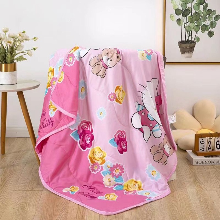 Chăn đũi cho bé đắp mùa hè thu, Chăn cho bé đi học 1m1x1m3, chăn trẻ em poly 2 mặt hình có trần bông mỏng