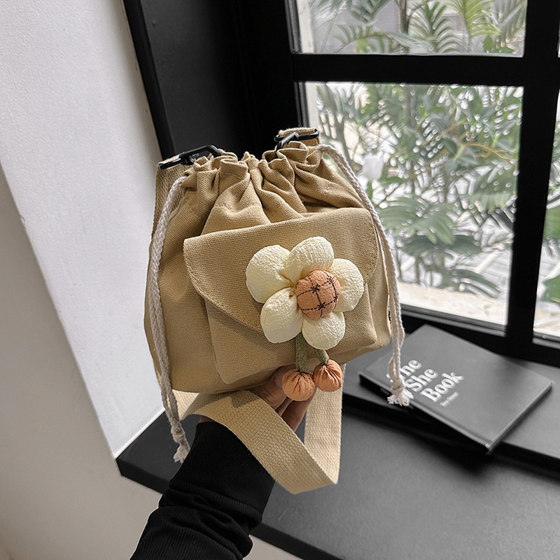 Túi Đeo Chéo Vải Canvas Nhỏ Xinh Họa Tiết Hoa Dễ Thương Thời Trang 2023 Cho Bạn Gái