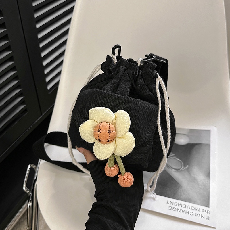 Túi Đeo Chéo Vải Canvas Nhỏ Xinh Họa Tiết Hoa Dễ Thương Thời Trang 2023 Cho Bạn Gái