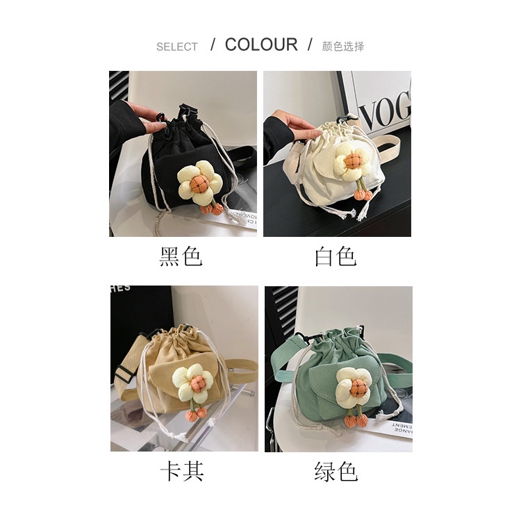 Túi Đeo Chéo Vải Canvas Nhỏ Xinh Họa Tiết Hoa Dễ Thương Thời Trang 2023 Cho Bạn Gái