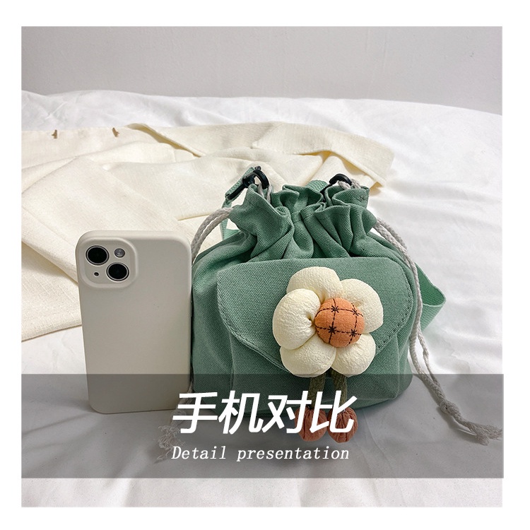 Túi Đeo Chéo Vải Canvas Nhỏ Xinh Họa Tiết Hoa Dễ Thương Thời Trang 2023 Cho Bạn Gái