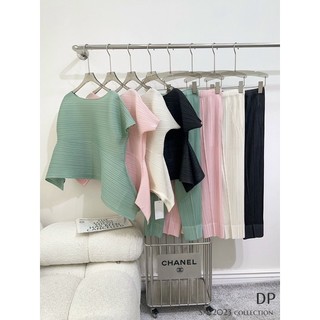 Set lò xo áo tay ngắn vạt chéo mix quần siêu hot