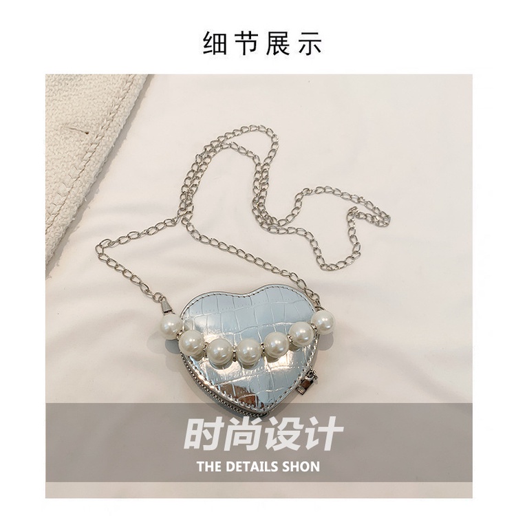 Túi Đeo Chéo Mini Hình Trái Tim Đính Ngọc Trai Thời Trang Xuân Hè 2023