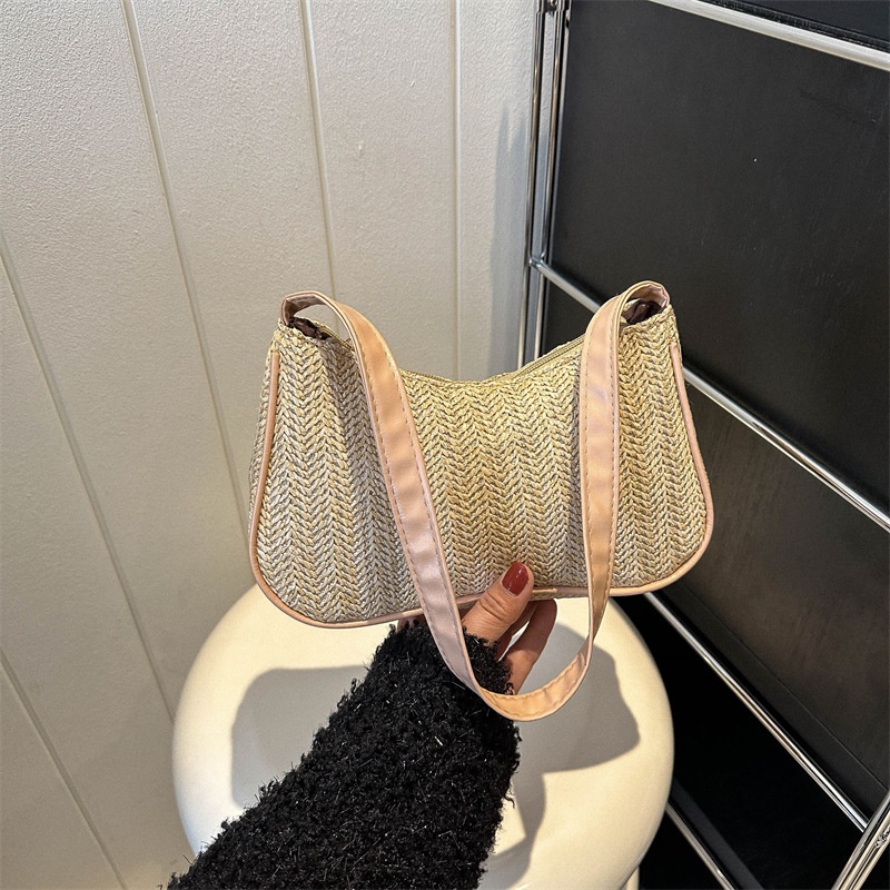 Túi Xách Đeo Vai Đan Cói Phong Cách Hàn Quốc Cổ Điển Thời Trang Mùa Xuân 2023 Dành Cho Nữ
