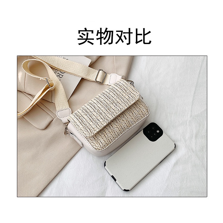Túi Đeo Chéo Sợi Rơm Dệt Nhỏ Xinh Phối Màu Tương Phản Thời Trang 2023 Cho Bạn Gái