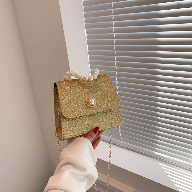 Túi Xách Đeo Vai Phối Dây Xích Đính Ngọc Trai Thời Trang 2023 Dành Cho Nữ