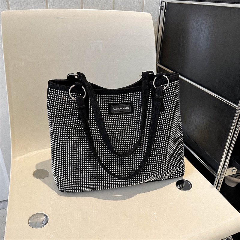 Túi Tote Đeo Vai Màu Trơn Cỡ Lớn Đính Đá Thời Trang Mùa Xuân 2023 Cho Nữ