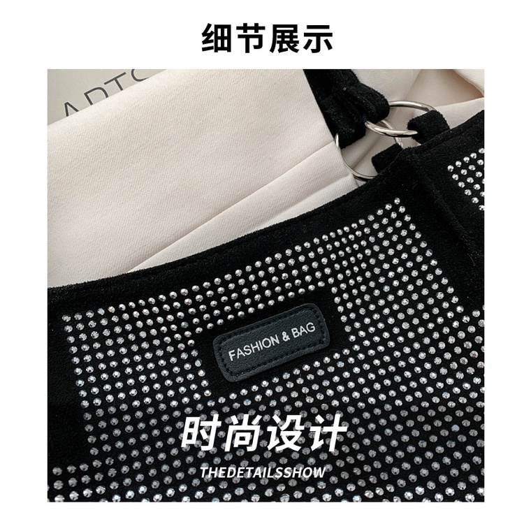 Túi Tote Đeo Vai Màu Trơn Cỡ Lớn Đính Đá Thời Trang Mùa Xuân 2023 Cho Nữ