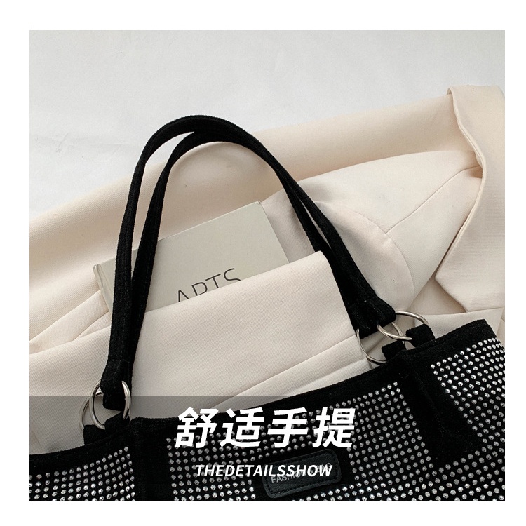 Túi Tote Đeo Vai Màu Trơn Cỡ Lớn Đính Đá Thời Trang Mùa Xuân 2023 Cho Nữ