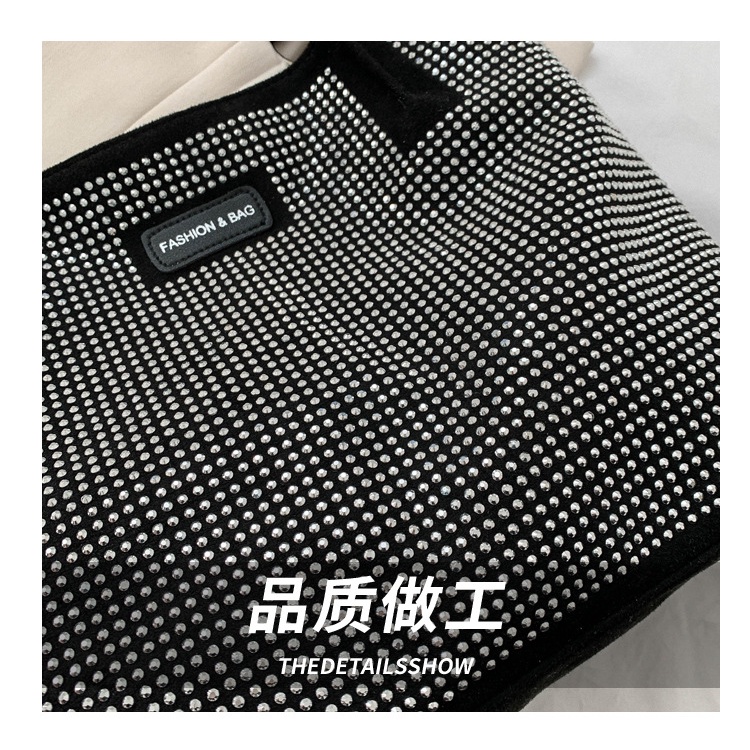 Túi Tote Đeo Vai Màu Trơn Cỡ Lớn Đính Đá Thời Trang Mùa Xuân 2023 Cho Nữ