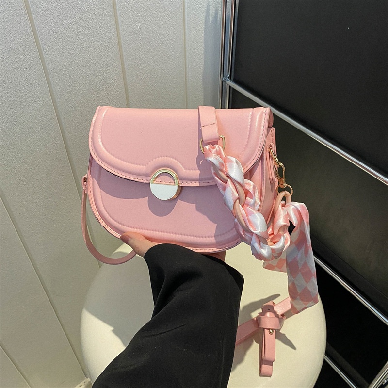 Túi Xách Đeo Vai Vải Lụa Phối Khăn Quàng Cổ Kiểu Retro Thời Trang Mùa Xuân 2023 Cho Nữ