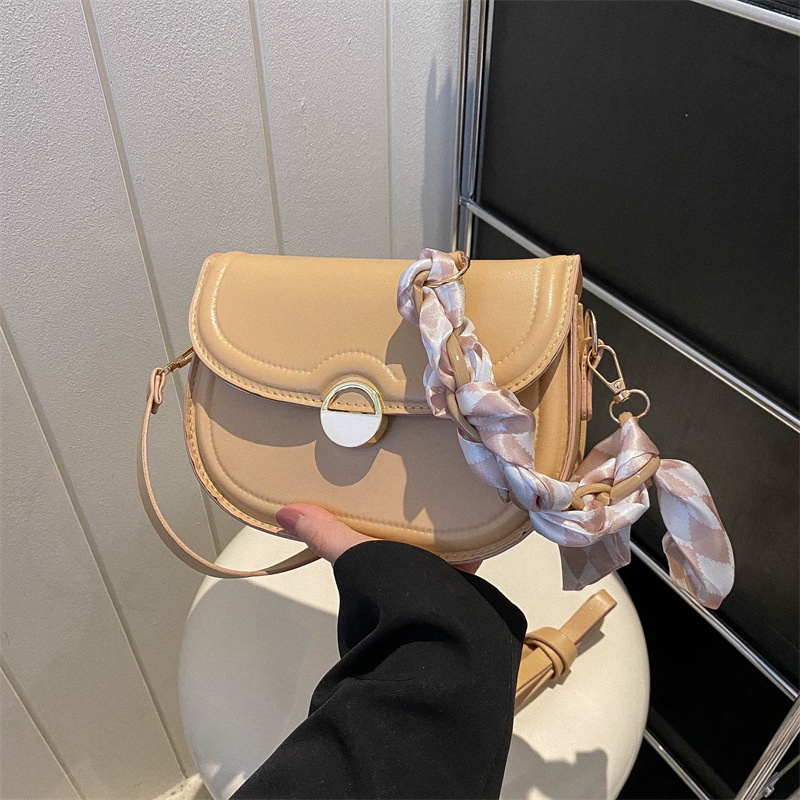 Túi Xách Đeo Vai Vải Lụa Phối Khăn Quàng Cổ Kiểu Retro Thời Trang Mùa Xuân 2023 Cho Nữ