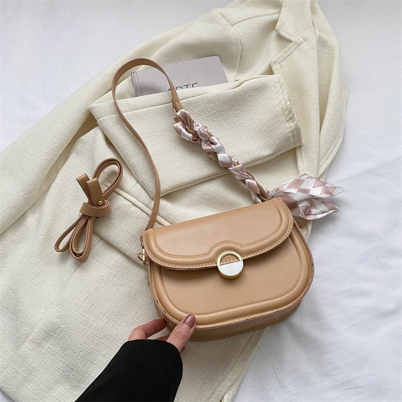 Túi Xách Đeo Vai Vải Lụa Phối Khăn Quàng Cổ Kiểu Retro Thời Trang Mùa Xuân 2023 Cho Nữ