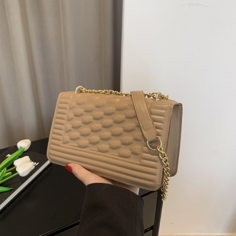 Túi Đeo Vai Hình Vuông Cỡ Nhỏ Đính Đá Phối Dây Đeo Sợi Xích Thời Trang Hàn Quốc 2023 Cho Nữ