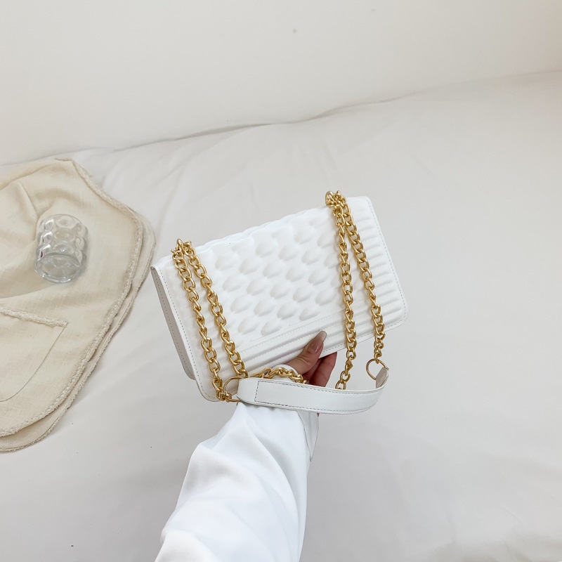 Túi Đeo Vai Hình Vuông Cỡ Nhỏ Đính Đá Phối Dây Đeo Sợi Xích Thời Trang Hàn Quốc 2023 Cho Nữ