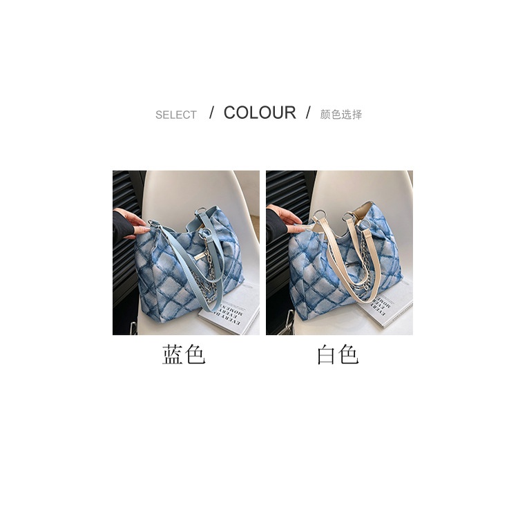 Túi Xách Canvas Cỡ Lớn Họa Tiết Kẻ Sọc Phối Dây Xích Thời Trang 2023 Cho Nữ