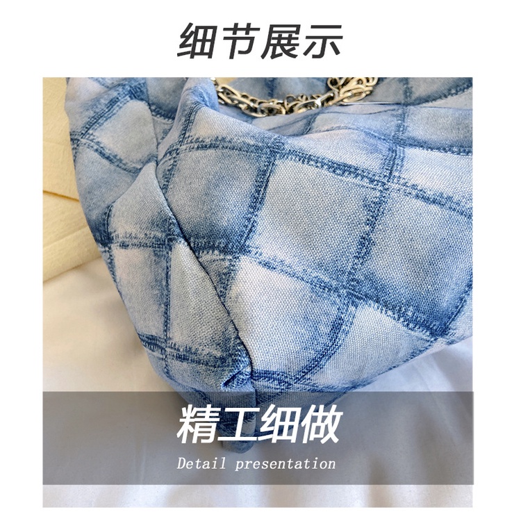 Túi Xách Canvas Cỡ Lớn Họa Tiết Kẻ Sọc Phối Dây Xích Thời Trang 2023 Cho Nữ