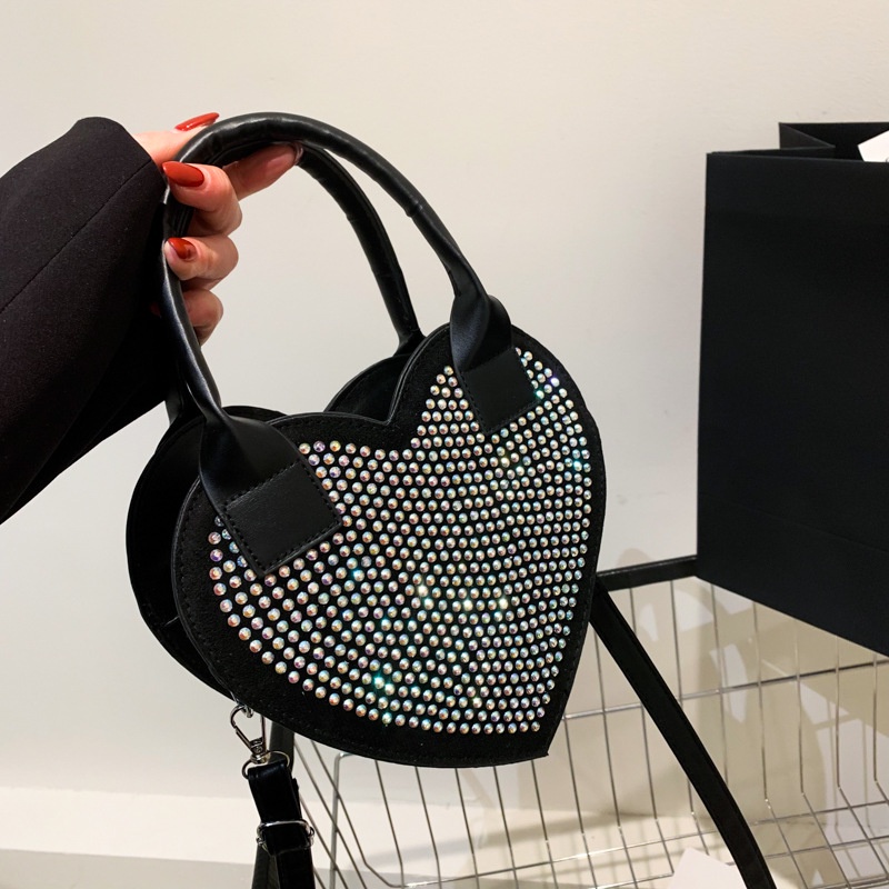 Túi Xách Đeo Vai Hình Trái Tim Đính Đá Thời Trang Mùa Xuân 2023 Dành Cho Nữ