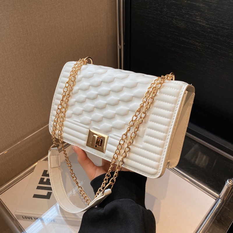 Ba Lô Đeo Vai Hình Vuông Cỡ Nhỏ Đính Đá Phối Dây Đeo Sợi Xích Thời Trang Hàn Quốc 2023 Cho Nữ