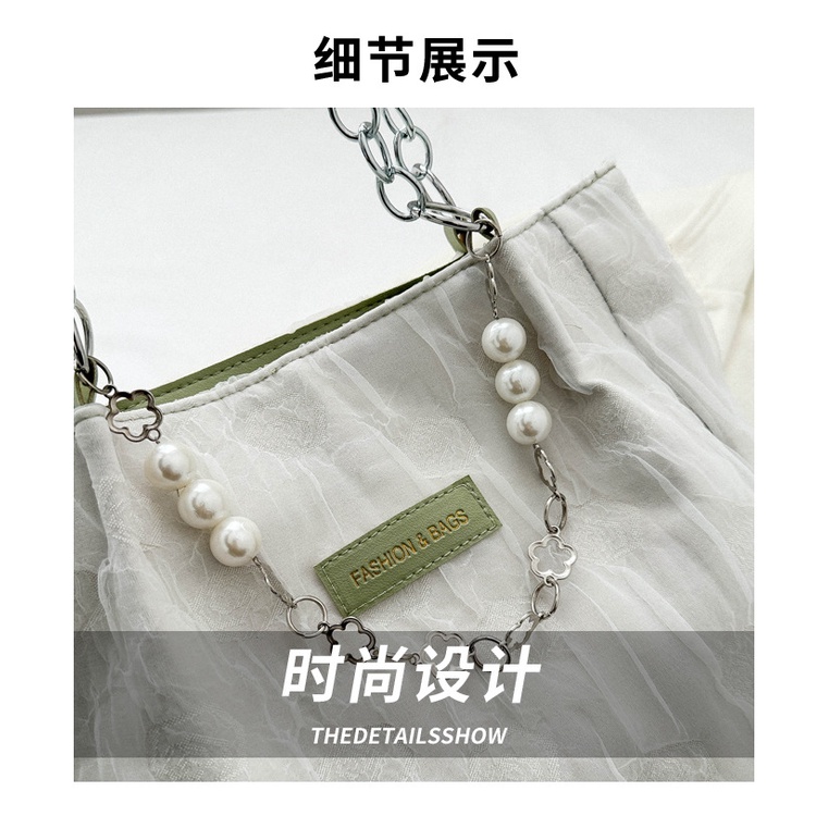 Túi Xách Đeo Vai Phối Dây Xích Và Ngọc Trai Thời Trang 2023 Dành Cho Nữ