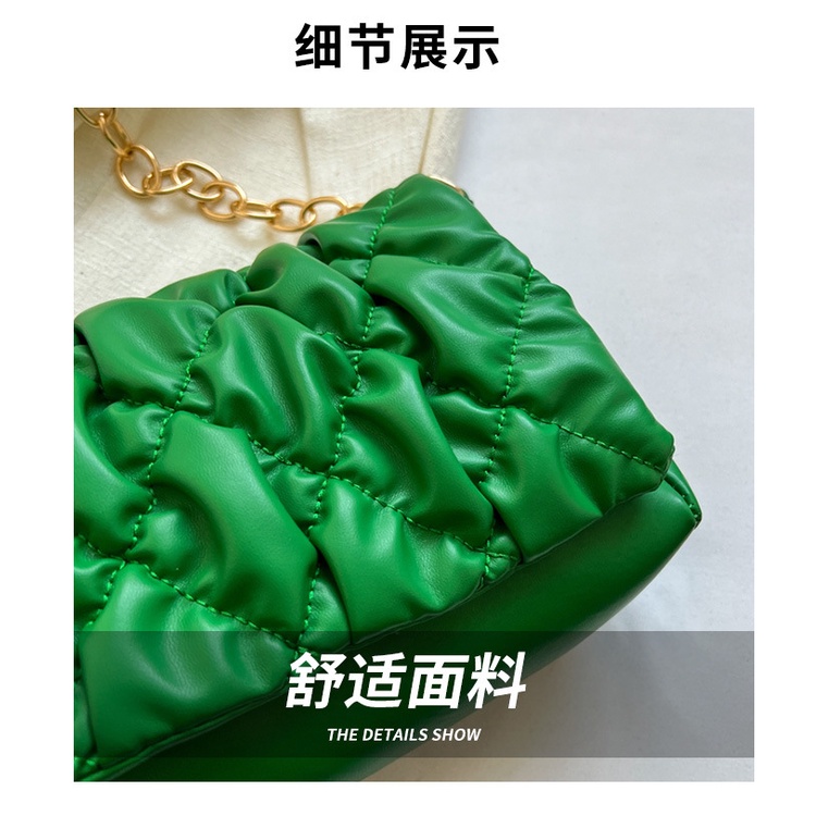 Túi Xách Đeo Vai Xếp Ly Thêu Dây Xích Thời Trang Hàn Quốc 2023 Cho Nữ