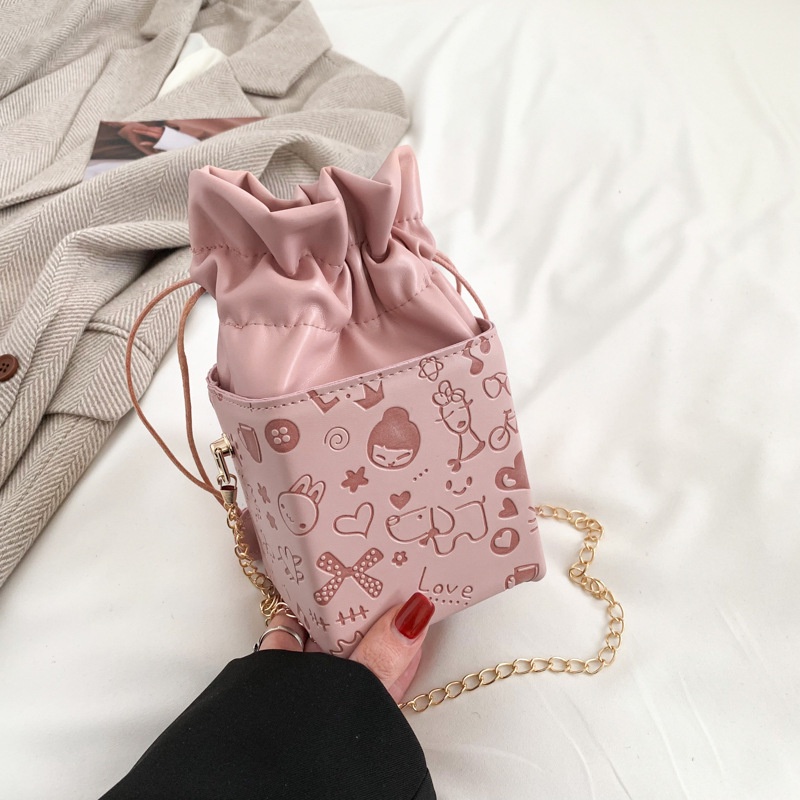 Túi Đeo Chéo Mini Phối Dây Xích Thời Trang Xuân 2023 Cá Tính Cho Nữ