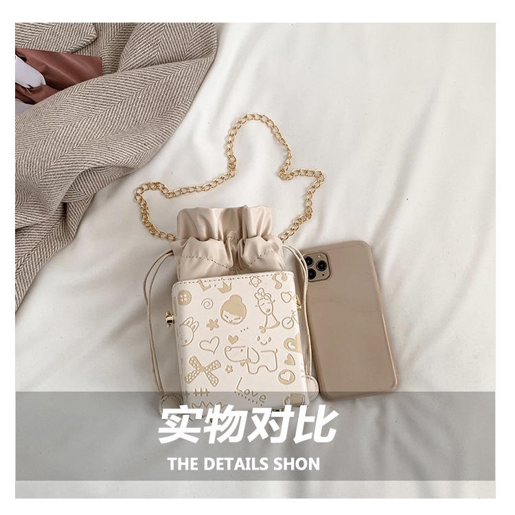 Túi Đeo Chéo Mini Phối Dây Xích Thời Trang Xuân 2023 Cá Tính Cho Nữ