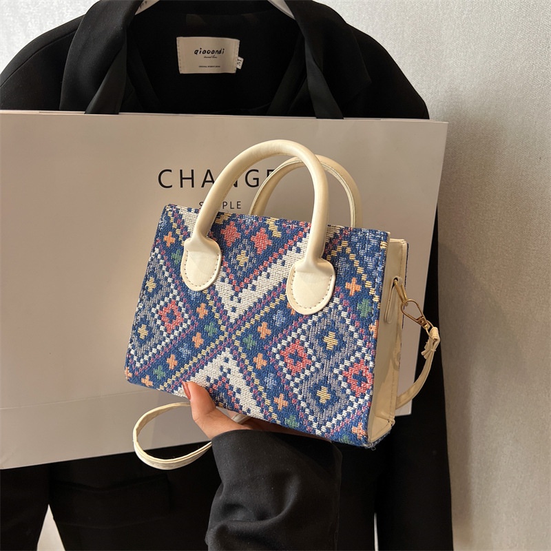 Ba Lô Đeo Vai Hình Vuông Cỡ Nhỏ Họa Tiết Thổ Cẩm Kiểu Retro Thời Trang Mùa Xuân 2023 Cho Nữ