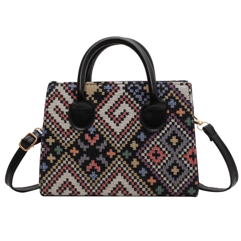 Ba Lô Đeo Vai Hình Vuông Cỡ Nhỏ Họa Tiết Thổ Cẩm Kiểu Retro Thời Trang Mùa Xuân 2023 Cho Nữ