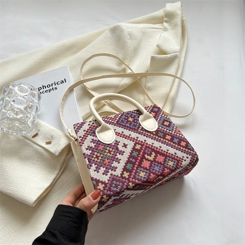Ba Lô Đeo Vai Hình Vuông Cỡ Nhỏ Họa Tiết Thổ Cẩm Kiểu Retro Thời Trang Mùa Xuân 2023 Cho Nữ