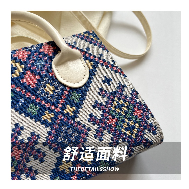 Ba Lô Đeo Vai Hình Vuông Cỡ Nhỏ Họa Tiết Thổ Cẩm Kiểu Retro Thời Trang Mùa Xuân 2023 Cho Nữ