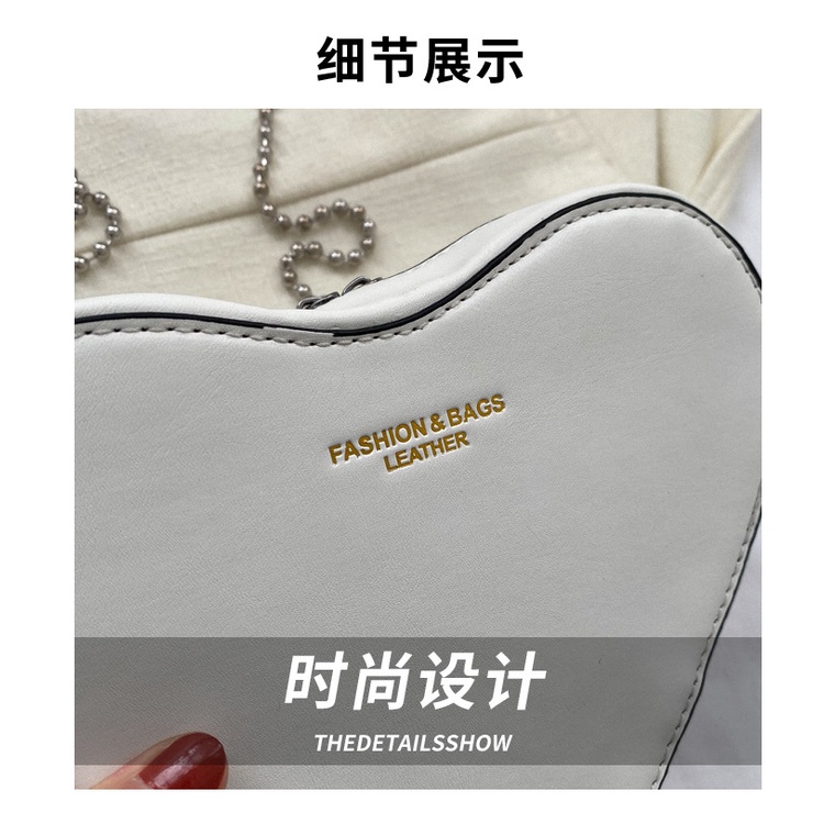 Túi Xách Đeo Vai Hình Trái Tim Phối Dây Xích Nhỏ Nhắn Xinh Xắn Thời Trang Mùa Xuân 2023 Dành Cho Nữ