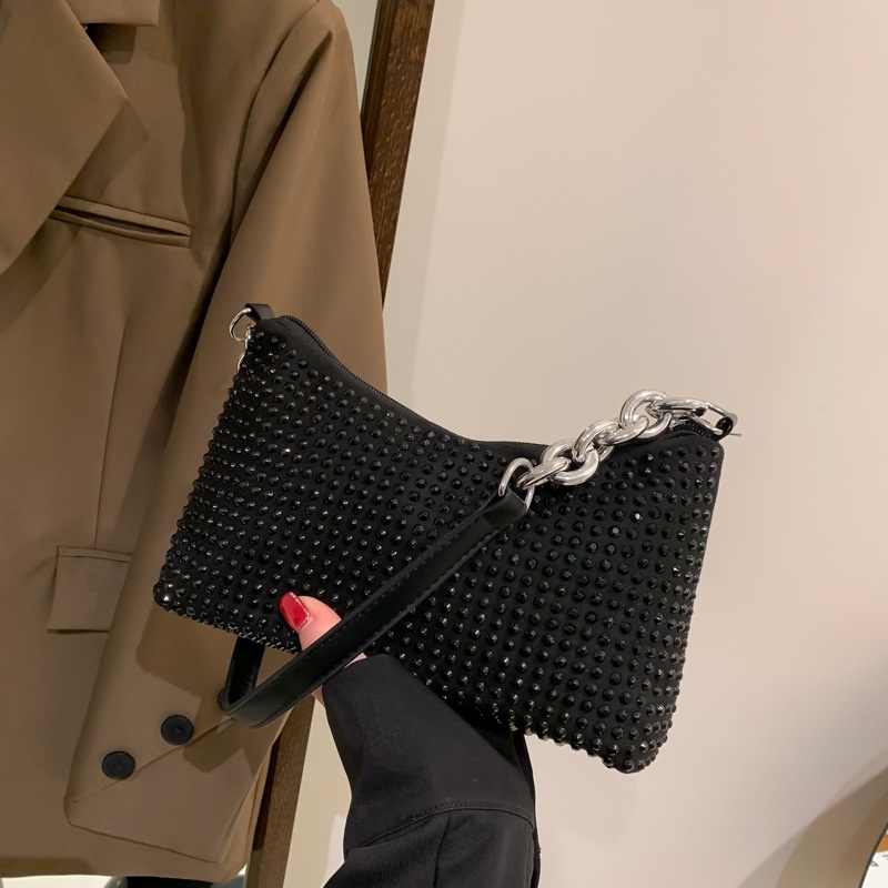 Túi Đeo Vai Hình Vuông Cỡ Nhỏ Đính Đá Lấp Lánh Thời Trang Mùa Xuân 2023 Cho Nữ