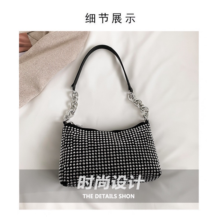Túi Đeo Vai Hình Vuông Cỡ Nhỏ Đính Đá Lấp Lánh Thời Trang Mùa Xuân 2023 Cho Nữ