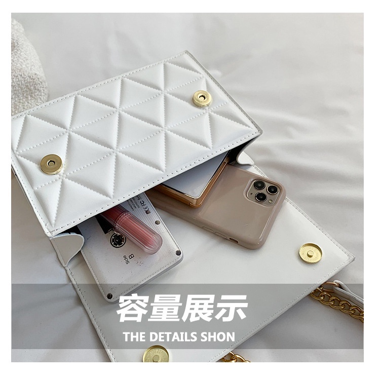 Túi Xách Đeo Vai Hình Vuông Cỡ Nhỏ Phối Dây Đeo Sợi Xích Thêu Họa Tiết Thời Trang Mùa Xuân 2023 Cho Nữ