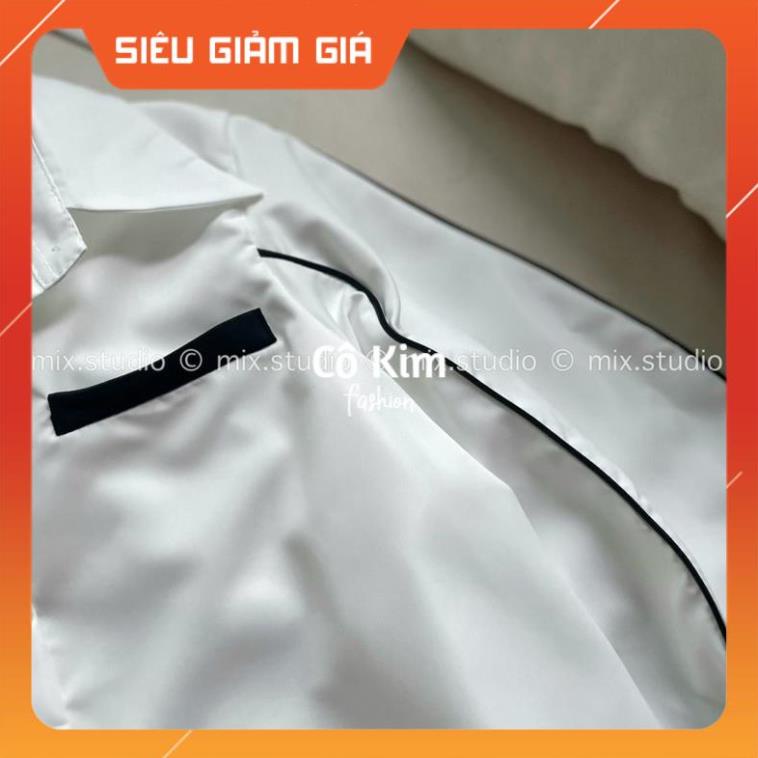 Áo sơmi trắng croptop viền tay lượn sóng Hot 2023 1904