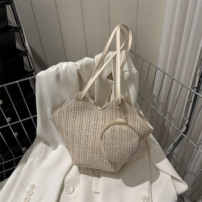 Túi Xách Đeo Vai Đan Cói Cỡ Lớn Thời Trang Mùa Xuân 2023