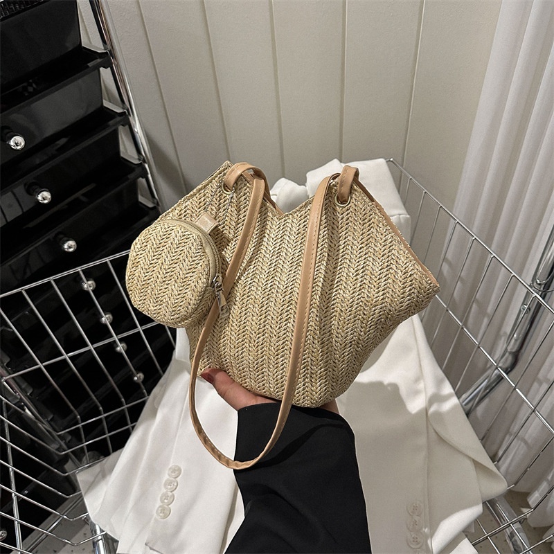 Túi Xách Đeo Vai Đan Cói Cỡ Lớn Thời Trang Mùa Xuân 2023