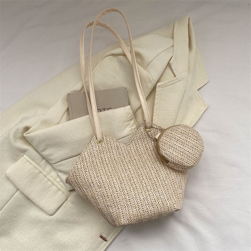 Túi Xách Đeo Vai Đan Cói Cỡ Lớn Thời Trang Mùa Xuân 2023