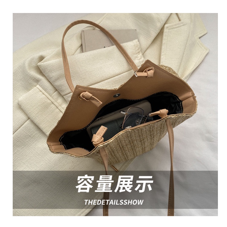 Túi Xách Đeo Vai Đan Cói Cỡ Lớn Thời Trang Mùa Xuân 2023
