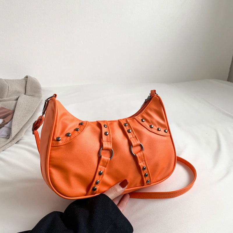 Túi Xách Đeo Vai Màu Trơn Đính Đinh Tán Thời Trang Mùa Xuân 2023 Cho Nữ