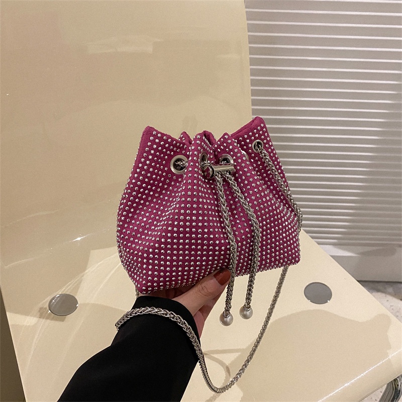 Túi Đeo Vai Dây Rút Đính Đá Thời Trang Mùa Xuân 2023 Giản Dị Dành Cho Nữ