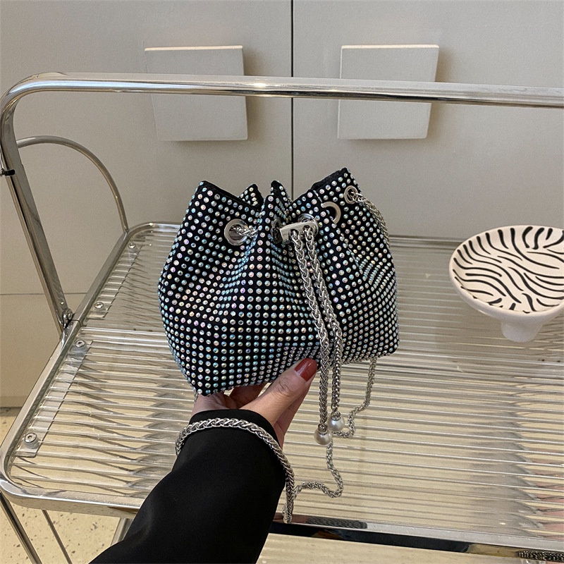 Túi Đeo Vai Dây Rút Đính Đá Thời Trang Mùa Xuân 2023 Giản Dị Dành Cho Nữ