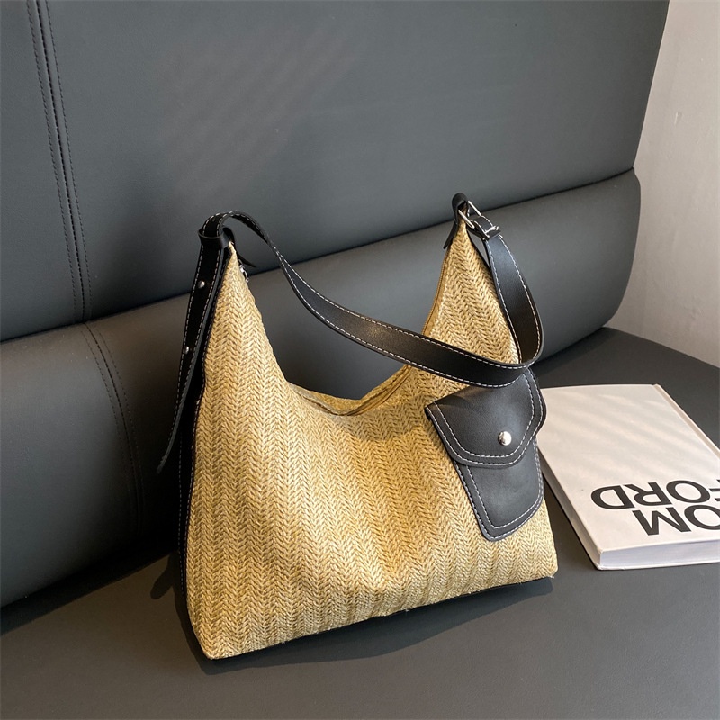 Túi Tote Đeo Vai / Xách Tay Đan Sợi Rơm Kiểu Retro Dung Tích Lớn Thời Trang Mùa Xuân 2023 Cho Nữ