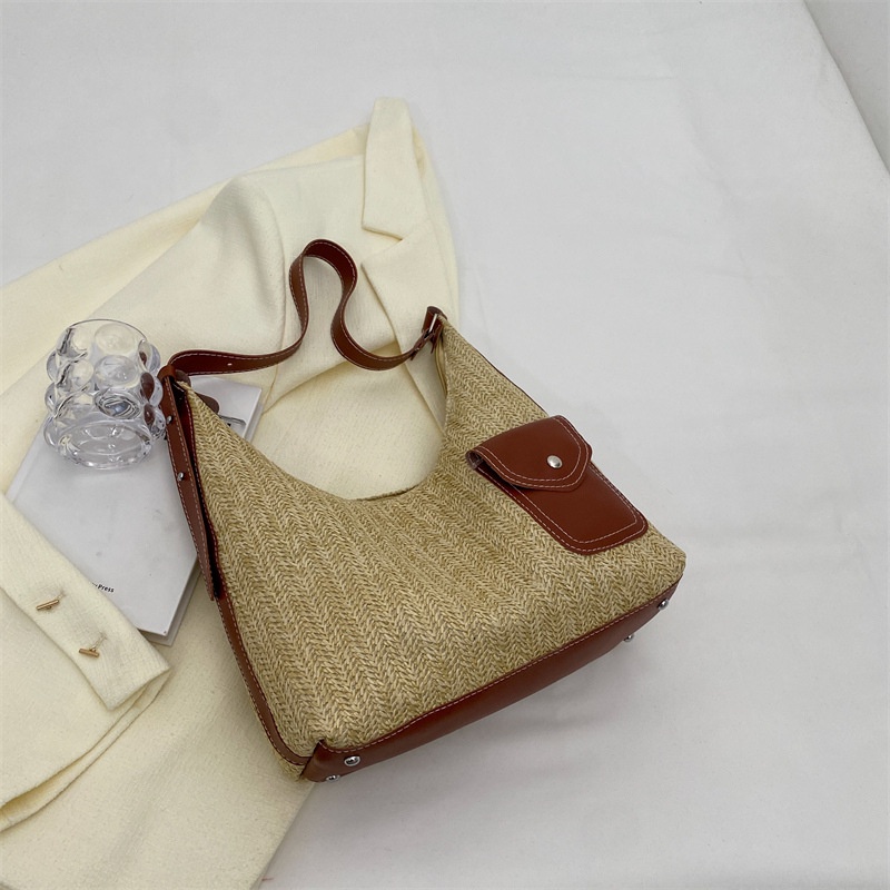 Túi Tote Đeo Vai / Xách Tay Đan Sợi Rơm Kiểu Retro Dung Tích Lớn Thời Trang Mùa Xuân 2023 Cho Nữ