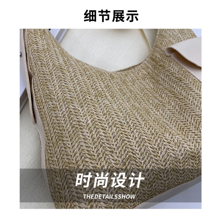 Túi Tote Đeo Vai / Xách Tay Đan Sợi Rơm Kiểu Retro Dung Tích Lớn Thời Trang Mùa Xuân 2023 Cho Nữ