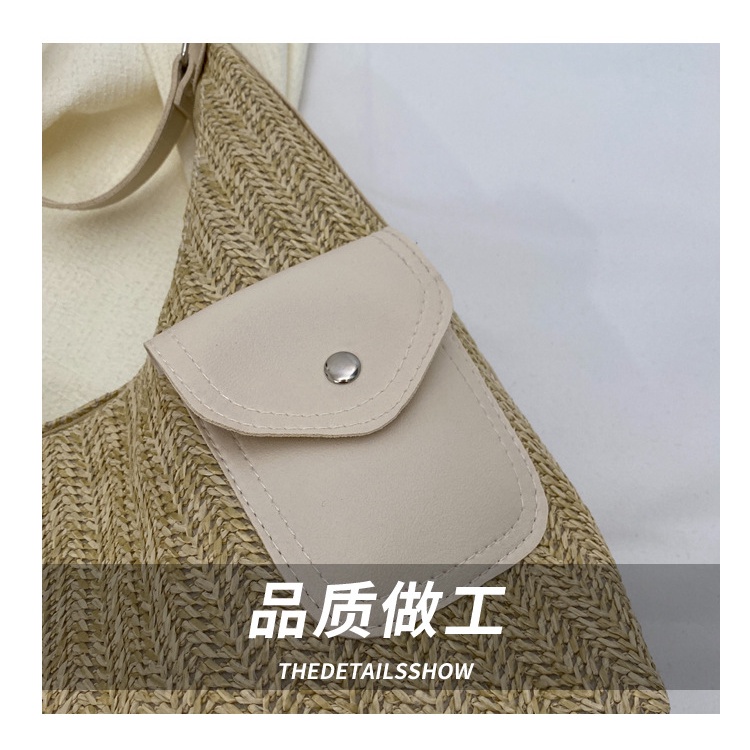 Túi Tote Đeo Vai / Xách Tay Đan Sợi Rơm Kiểu Retro Dung Tích Lớn Thời Trang Mùa Xuân 2023 Cho Nữ