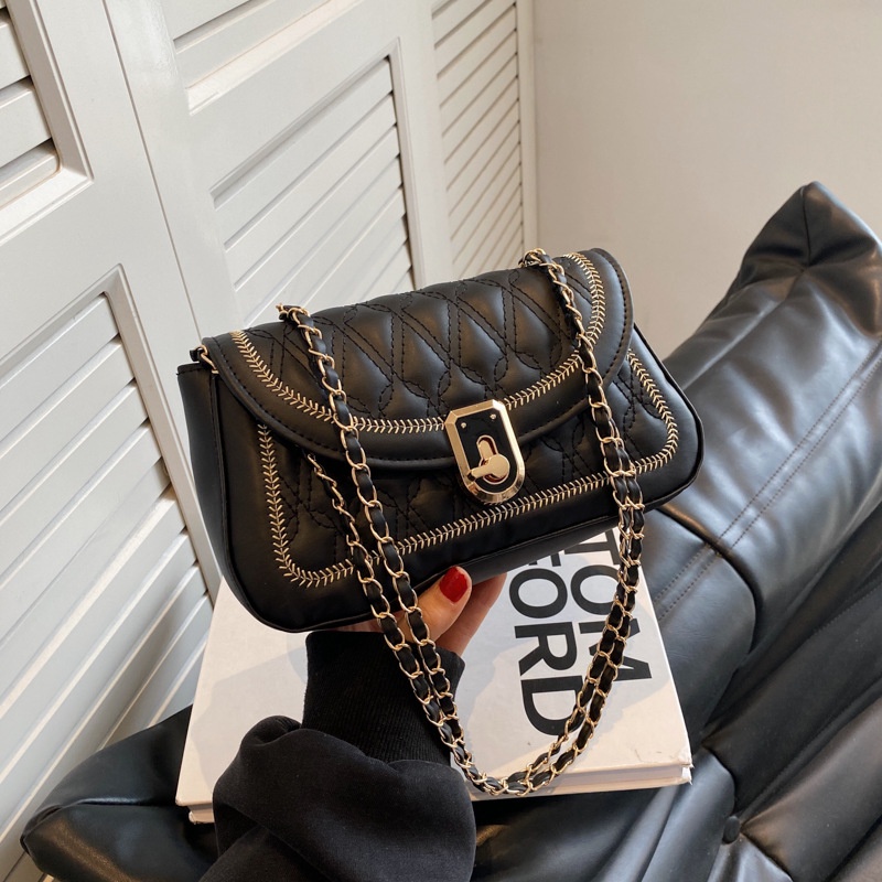 Túi Xách Đeo Vai Hình Vuông Cỡ Nhỏ Đính Đá Phối Dây Đeo Sợi Xích Thời Trang Hàn Quốc 2023 Cho Nữ