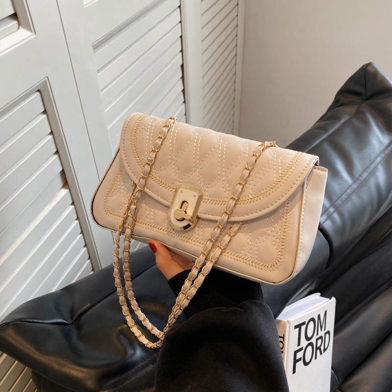 Túi Xách Đeo Vai Hình Vuông Cỡ Nhỏ Đính Đá Phối Dây Đeo Sợi Xích Thời Trang Hàn Quốc 2023 Cho Nữ